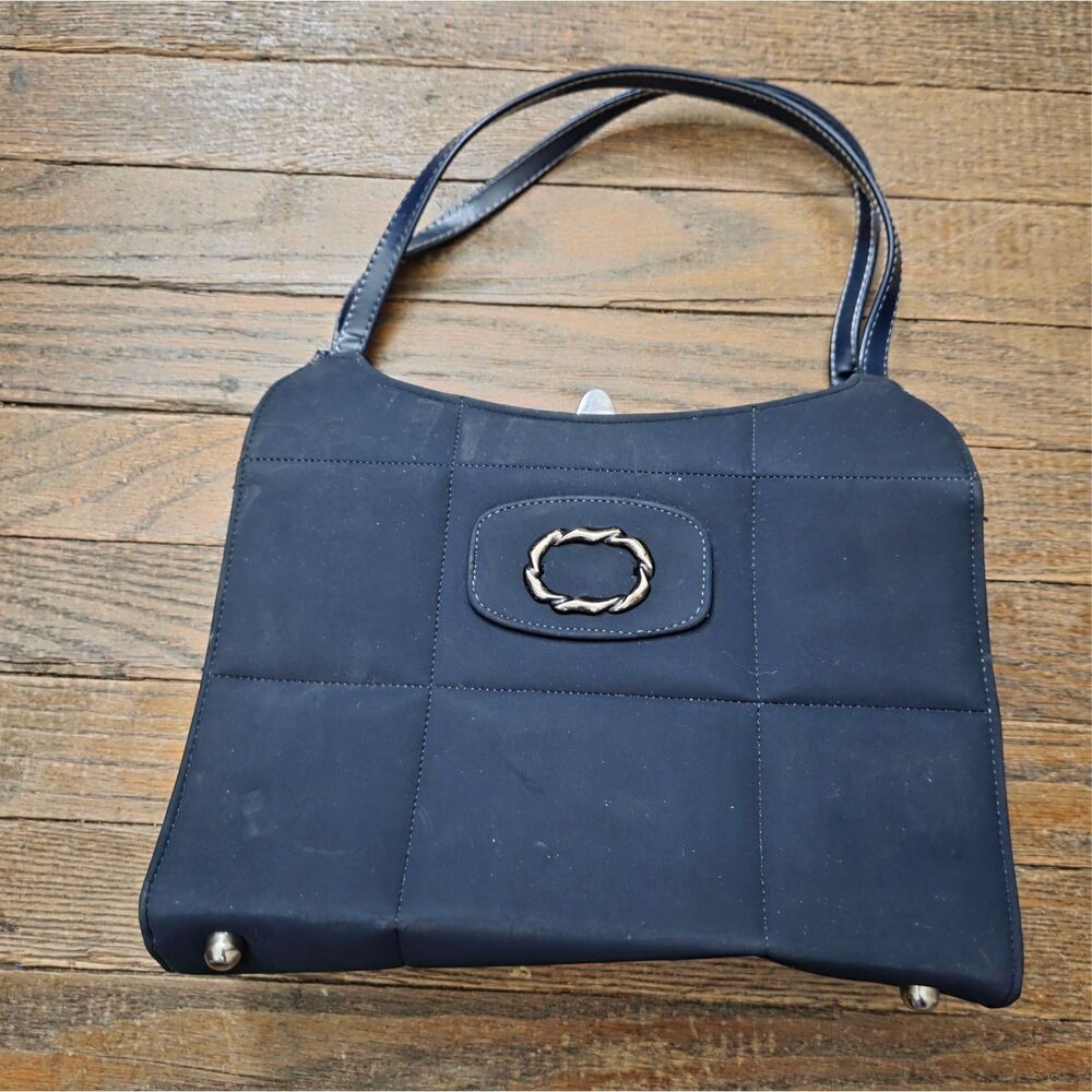 Vintage Naturalizer Navy Structured Handbag — Simulated Leather — 9.5” x 6.5”